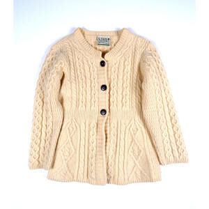 Vintage 80s Aran Cable Knit Merino Wool Cardigan Women’s Small Ireland Button